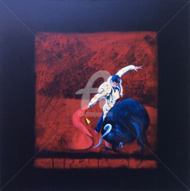 Painting titled "TOREADOR" by Régine Guthmann, Original Artwork, Acrylic Mounted on Wood Stretcher frame