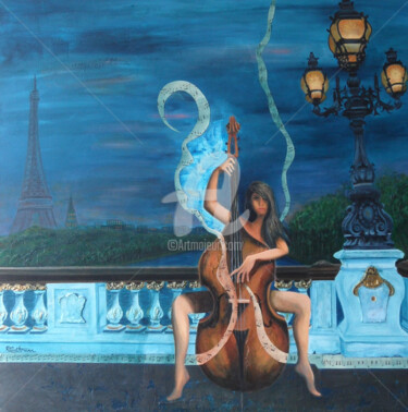 Malarstwo zatytułowany „ENVOLEE MUSICALE” autorstwa Régine Guthmann, Oryginalna praca, Akryl Zamontowany na Drewniana rama n…