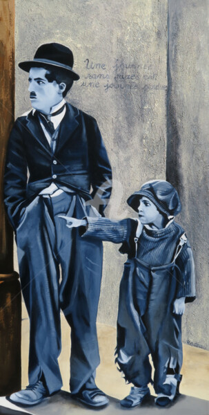 Schilderij getiteld "CHARLIE CHAPLIN (Th…" door Régine Guthmann, Origineel Kunstwerk, Acryl