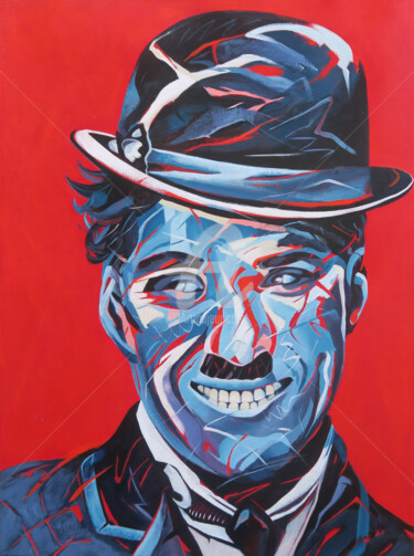 Painting titled "CHARLIE CHAPLIN (Co…" by Régine Guthmann, Original Artwork, Acrylic