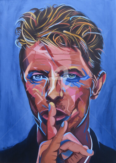 Schilderij getiteld "DAVID BOWIE" door Régine Guthmann, Origineel Kunstwerk, Acryl