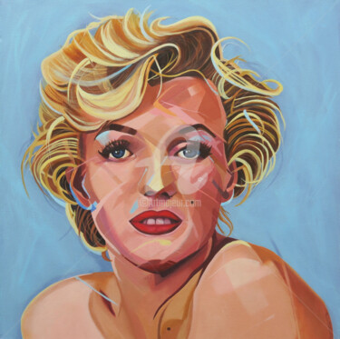 Painting titled "MARILYN MONROE" by Régine Guthmann, Original Artwork, Acrylic Mounted on Wood Stretcher frame