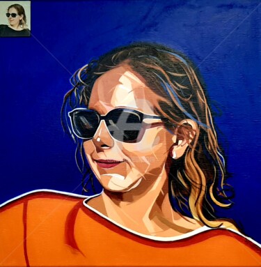 Pintura titulada "CAROLINE POP ART" por Régine Guthmann, Obra de arte original, Acrílico Montado en Bastidor de camilla de m…