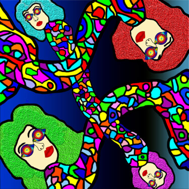 Arte digital titulada "Crazy Girlfriends" por Regine Jonas, Obra de arte original, Trabajo Digital 2D