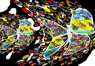 Digitale Kunst getiteld "Butterfly Effect" door Regine Jonas, Origineel Kunstwerk, 2D Digital Work