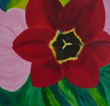 Peinture intitulée "tulipe" par Régine Ledanois, Œuvre d'art originale, Acrylique