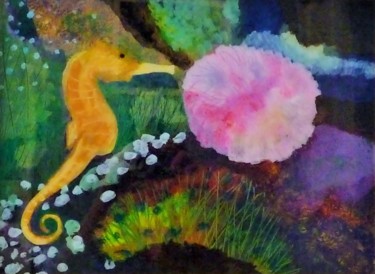 Malerei mit dem Titel "jardin sous la mer" von Régine Ledanois, Original-Kunstwerk, Acryl