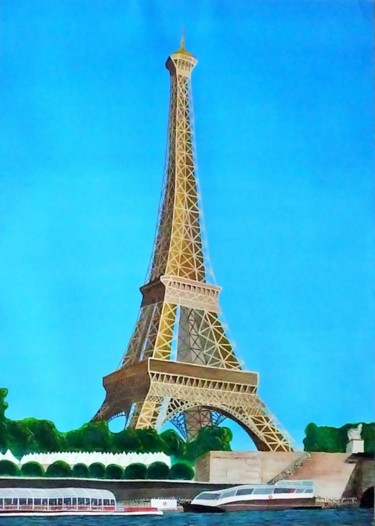 Painting titled "from Paris" by Régine Ledanois, Original Artwork, Acrylic