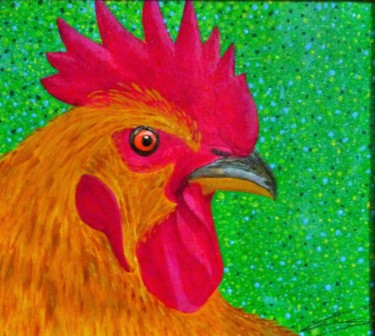 Painting titled "coq" by Régine Ledanois, Original Artwork, Acrylic
