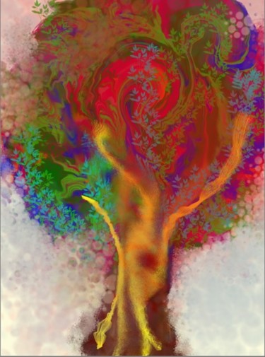 Arts numériques intitulée "arbre insensé" par Régine Ledanois, Œuvre d'art originale, Peinture numérique