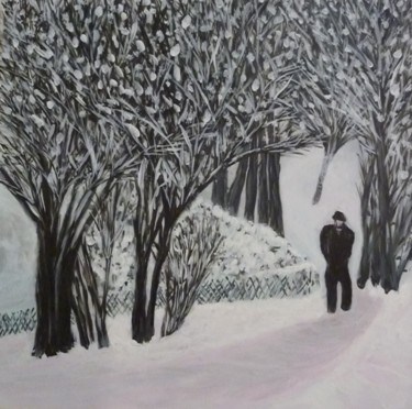 Painting titled "promenade hivernale" by Régine Ledanois, Original Artwork, Acrylic