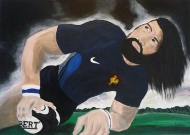 Peinture intitulée "Rugbyman" par Régine Ledanois, Œuvre d'art originale, Acrylique