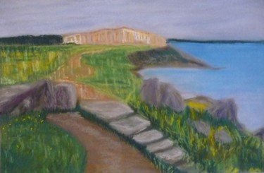 Dessin intitulée "paysage normand ( e…" par Régine Ledanois, Œuvre d'art originale, Pastel