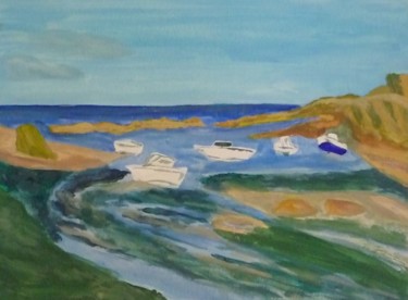 Peinture intitulée "paysage bord de mer" par Régine Ledanois, Œuvre d'art originale, Acrylique