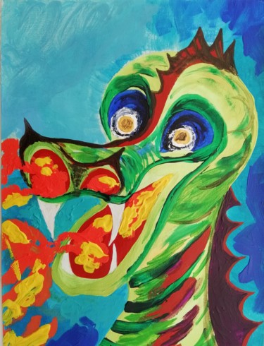 Painting titled "animal de compagnie" by Régine Ledanois, Original Artwork, Acrylic