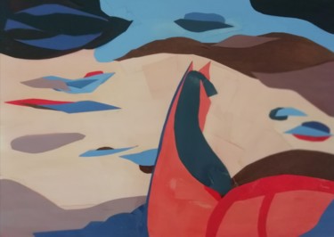 Collages intitulée "La Sierra Perdida" par Régine Ledanois, Œuvre d'art originale, Acrylique