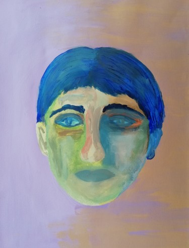 Painting titled "portrait d'un incon…" by Régine Ledanois, Original Artwork, Acrylic