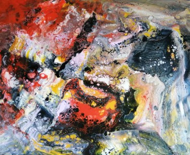 Peinture intitulée "volcanique" par Régine Ledanois, Œuvre d'art originale, Acrylique