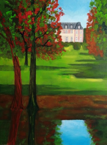 Peinture intitulée "Belle demeure à Bru…" par Régine Ledanois, Œuvre d'art originale