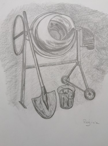 Dessin intitulée "Travailleurs du bât…" par Régine Ledanois, Œuvre d'art originale, Crayon