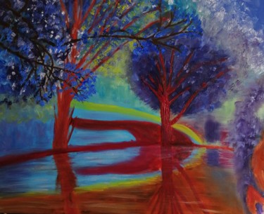 Peinture intitulée "Promenade au champ…" par Régine Ledanois, Œuvre d'art originale, Huile