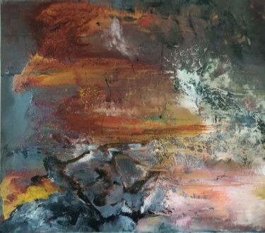 Peinture intitulée "Brume et Pluie" par Regine Maury, Œuvre d'art originale, Huile