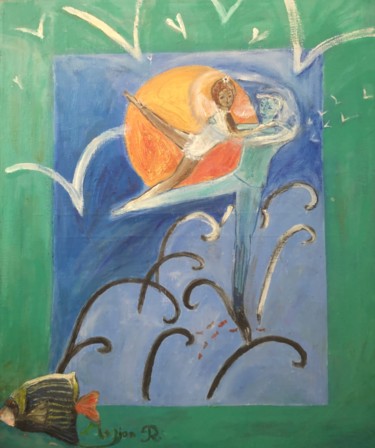 Painting titled "Danser sur les flots" by Régine Mazion, Original Artwork, Acrylic