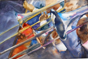 Pintura intitulada "Jazz à Marciac" por Navema, Obras de arte originais, Aquarela