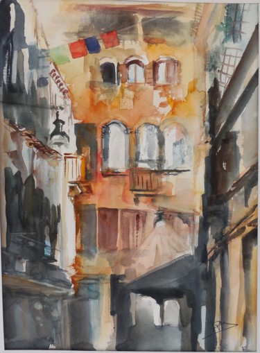 Painting titled "Venise III" by Navema, Original Artwork, Watercolor