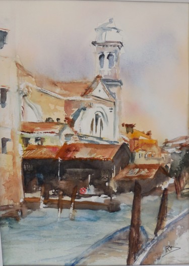 Painting titled "Venise II" by Navema, Original Artwork, Watercolor