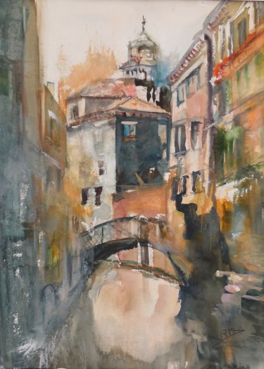 Painting titled "Venise I" by Navema, Original Artwork, Watercolor