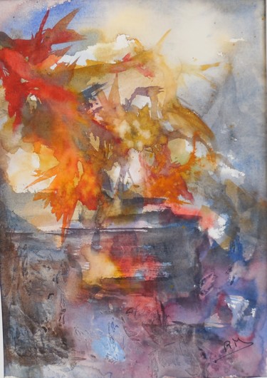 Painting titled "Dualité" by Navema, Original Artwork, Watercolor