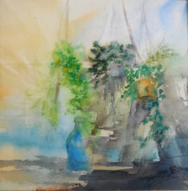 Painting titled "Dans la véranda I" by Navema, Original Artwork, Watercolor