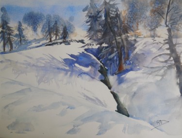 Peinture intitulée "le ruisseau" par Navema, Œuvre d'art originale, Aquarelle