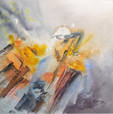 Painting titled "jazz" by Navema, Original Artwork, Watercolor