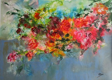 Peinture intitulée "Cascade de roses" par Navema, Œuvre d'art originale, Acrylique