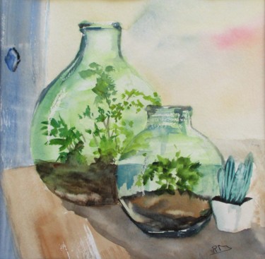 Malerei mit dem Titel "Plantations" von Navema, Original-Kunstwerk, Aquarell