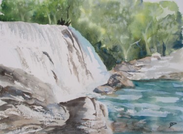 Painting titled "chutes du Gardon" by Navema, Original Artwork, Watercolor