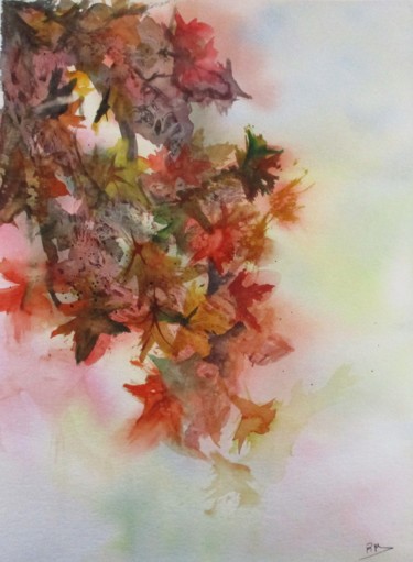 Painting titled "Automne V" by Navema, Original Artwork, Watercolor