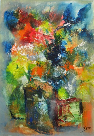 Painting titled "Marché aux fleurs" by Navema, Original Artwork, Acrylic