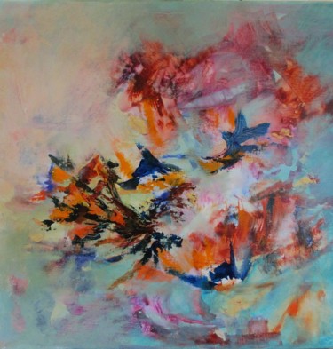 Painting titled "Danse des oiseaux" by Navema, Original Artwork, Acrylic