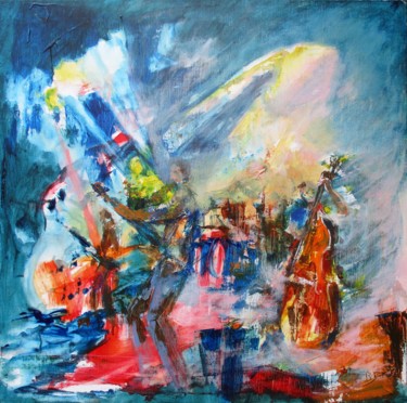 Painting titled "En concert" by Navema, Original Artwork, Acrylic Mounted on Wood Stretcher frame