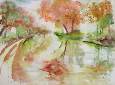 Painting titled "Canal du midi en au…" by Navema, Original Artwork, Watercolor