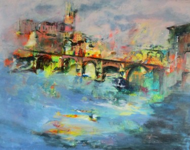 Painting titled "Albi" by Navema, Original Artwork, Acrylic Mounted on Wood Stretcher frame