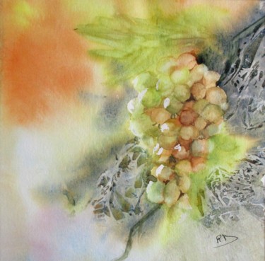Peinture intitulée "Grappe de raisin III" par Navema, Œuvre d'art originale, Aquarelle