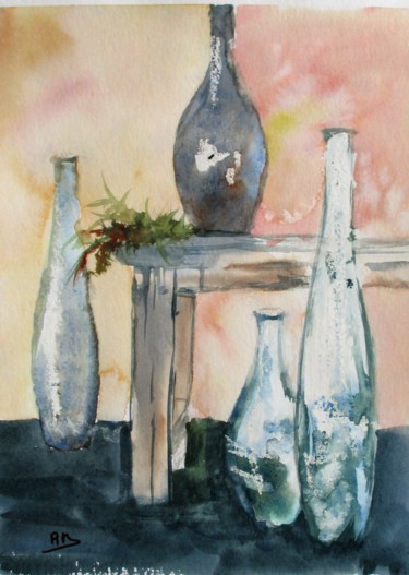Peinture intitulée "Quelques vases" par Navema, Œuvre d'art originale, Aquarelle