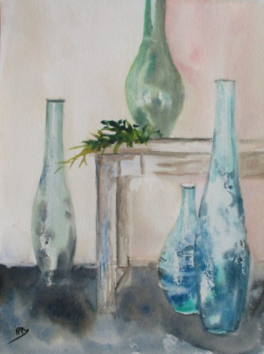 Peinture intitulée "Quelques vases I" par Navema, Œuvre d'art originale, Aquarelle
