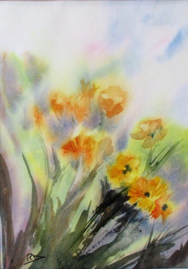 Peinture intitulée "quelques fleurs sau…" par Navema, Œuvre d'art originale, Aquarelle