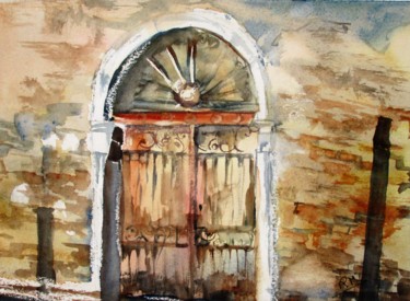 Peinture intitulée "Porte de Venise" par Navema, Œuvre d'art originale, Aquarelle