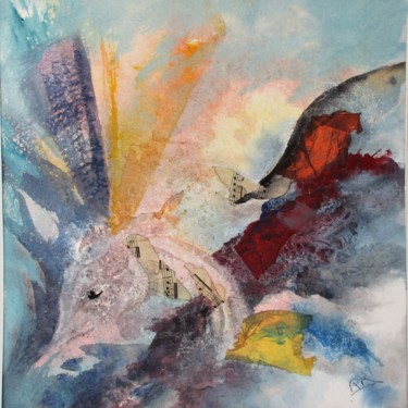 Pintura intitulada "Les dauphins" por Navema, Obras de arte originais, Aquarela